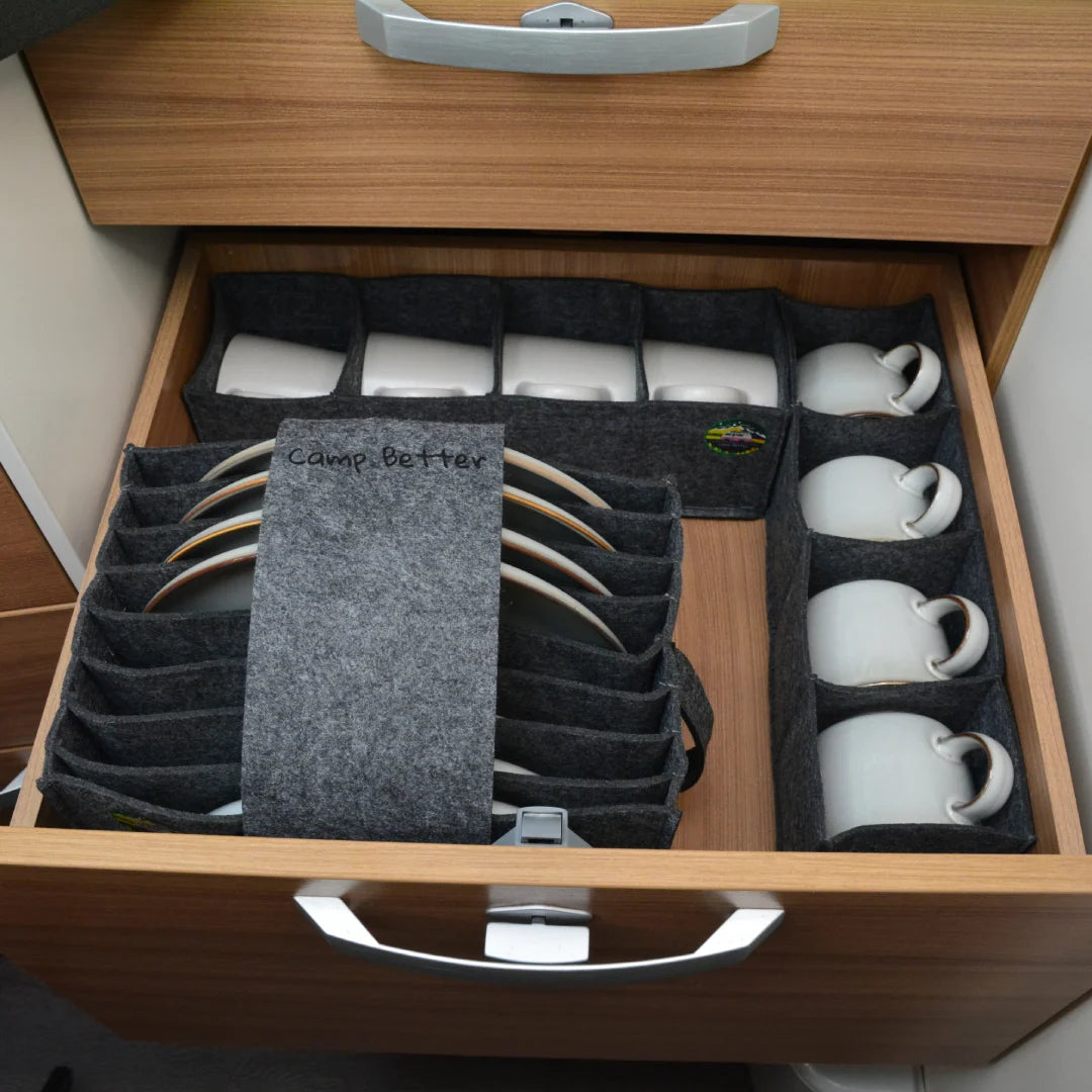 PlateCamper - Organizador de Platos Antivibración para Camper y Autocaravana